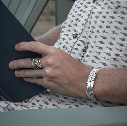 Zyan Gems | Exclusive Feather Style Signet Ring for Men, Oxidized Sterling Silver  Ring | Jewellery for Men