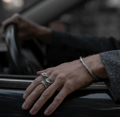 Zyan Gems | Exclusive Feather Style Signet Ring for Men, Oxidized Sterling Silver  Ring | Jewellery for Men