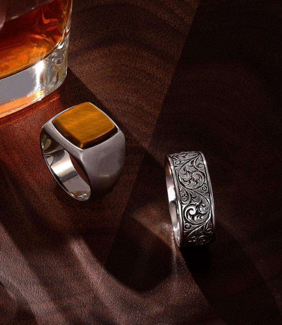 Zyan Gems | Exclusive Classic Band Ring for Men, Oxidized Sterling Silver  Ring | Jewellery for Men