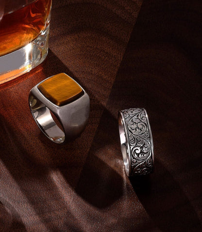 Zyan Gems | Exclusive Classic Band Ring for Men, Oxidized Sterling Silver  Ring | Jewellery for Men