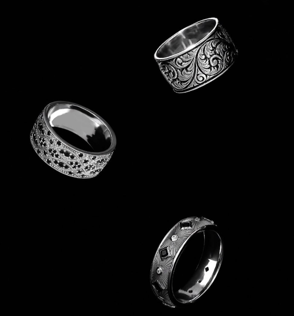 Zyan Gems | Exclusive Sunbeam Band Ring for Men, Oxidized Sterling Silver  Ring | Jewellery for Men