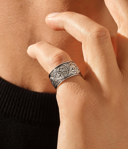Zyan Gems | Exclusive Premium Classic Band Ring for Men, Oxidized Sterling Silver  Ring | Jewellery for Men