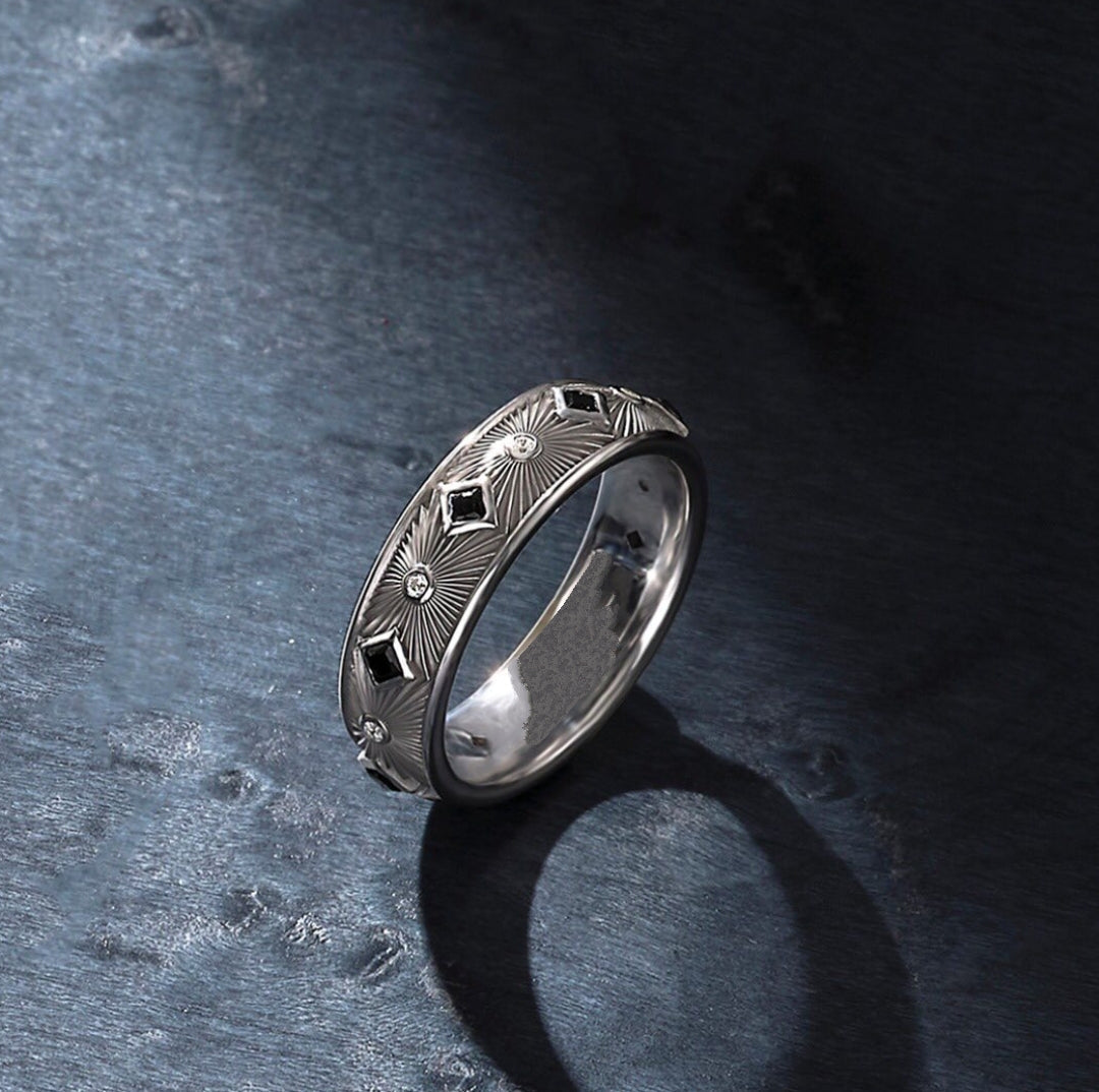 Zyan Gems | Exclusive Sunbeam Band Ring for Men, Oxidized Sterling Silver  Ring | Jewellery for Men