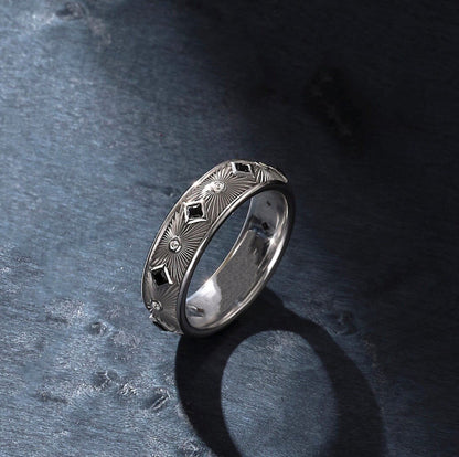 Zyan Gems | Exclusive Sunbeam Band Ring for Men, Oxidized Sterling Silver  Ring | Jewellery for Men