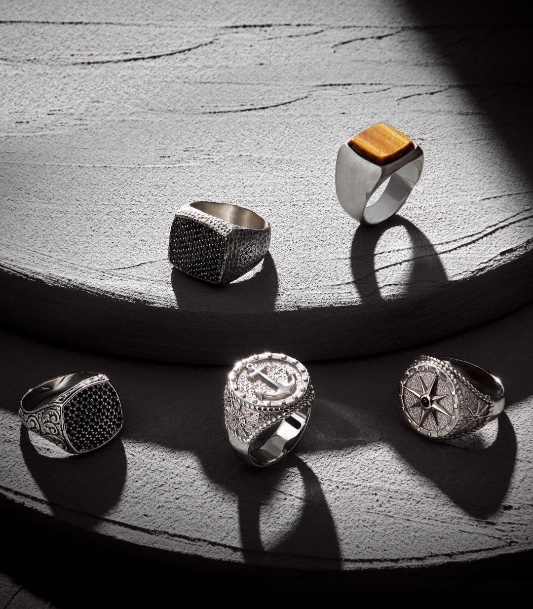 Zyan Gems | Exclusive Classic Cushion Pave Ring Studded with Black Zircons, Sterling Silver  Ring | Jewellery for Men