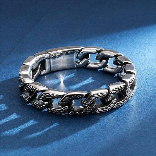 Zyan Gems | Unique Retro Silver Oxidized Bracelet for Men |  Sterling Silver Bracelet