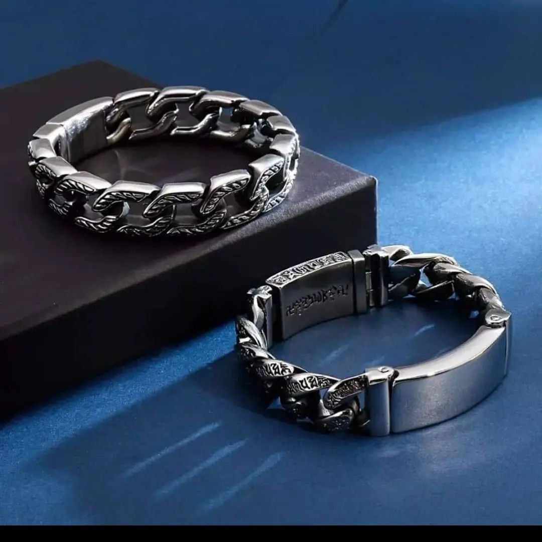 Zyan Gems | Unique Retro Silver Oxidized Bracelet for Men |  Sterling Silver Bracelet