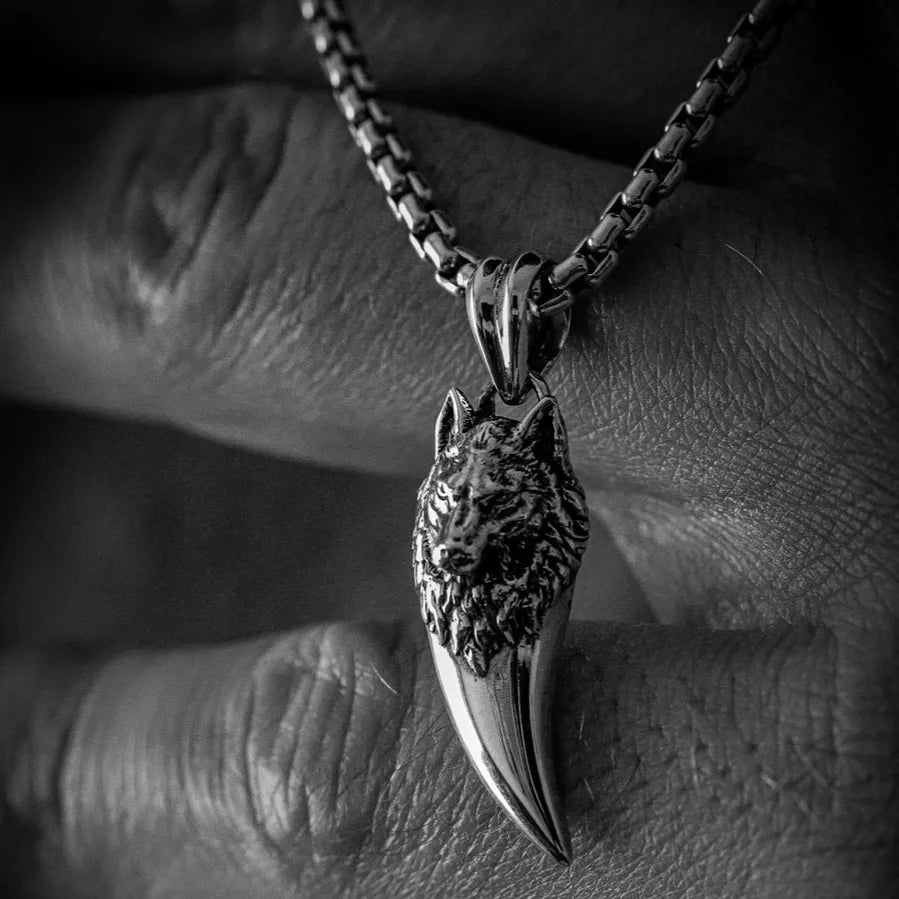 Zyan Gems | Unique Designed Wolf Nail Pendant for Men |  Sterling Silver Oxidized Pendant
