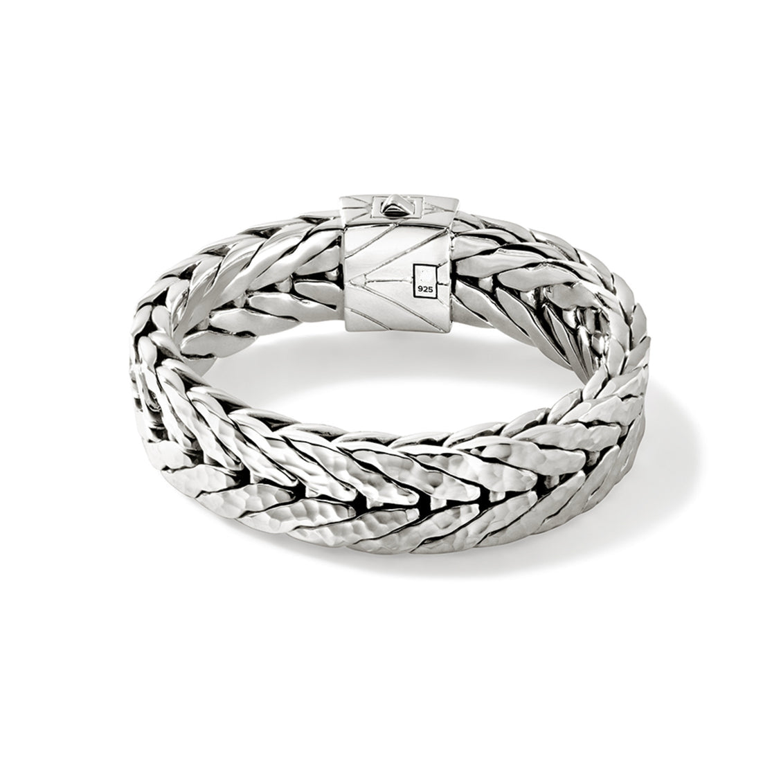 Zyan Gems | 16mm Wide Hammered Textured Bracelet |  Sterling Silver Bracelet
