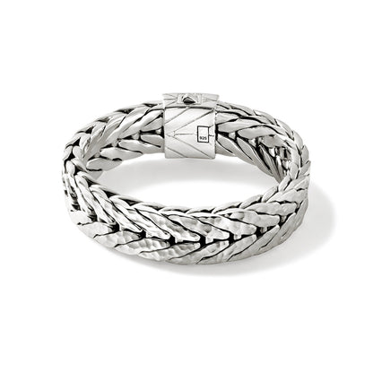Zyan Gems | 16mm Wide Hammered Textured Bracelet |  Sterling Silver Bracelet