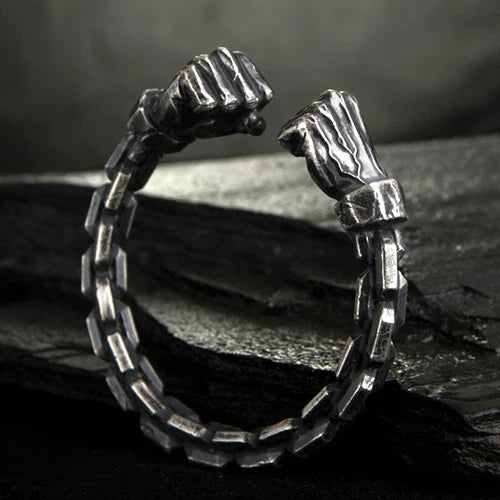 Zyan Gems | Unique  Silver Oxidized Fists Cuff | Bracelet for Men |  Sterling Silver Cuff