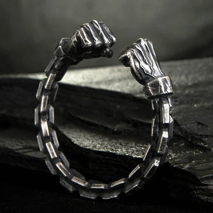 Zyan Gems | Unique  Silver Oxidized Fists Cuff | Bracelet for Men |  Sterling Silver Cuff