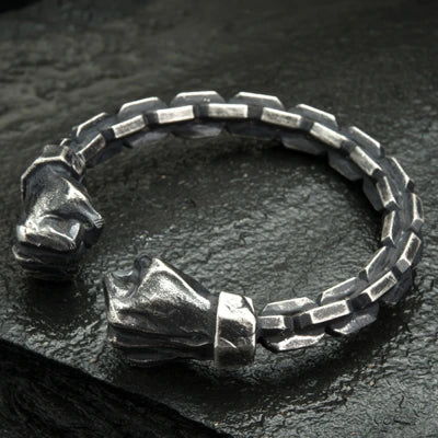 Zyan Gems | Unique  Silver Oxidized Fists Cuff | Bracelet for Men |  Sterling Silver Cuff