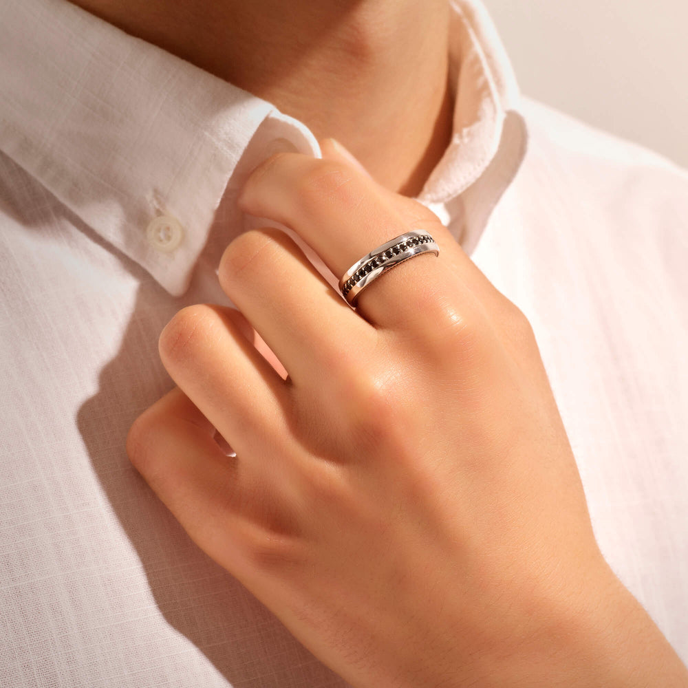 Zyan Gems | Exclusive Pave Band Ring for Men, Sterling Silver  Ring | Jewellery for Men
