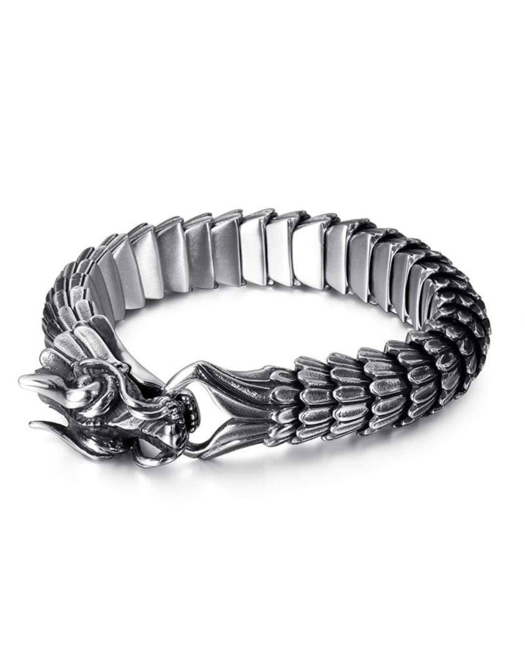 Unique Vintage Dark/Light Oxidized Dragon Bracelet |  Sterling Silver Dark/Light Oxidized Bracelet | Unisex