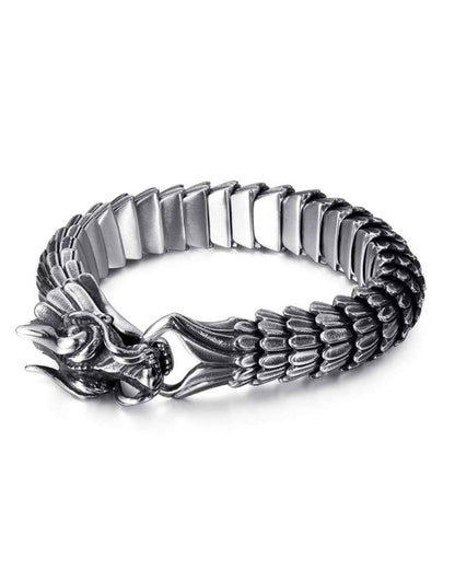 Unique Vintage Dark/Light Oxidized Dragon Bracelet |  Sterling Silver Dark/Light Oxidized Bracelet | Unisex
