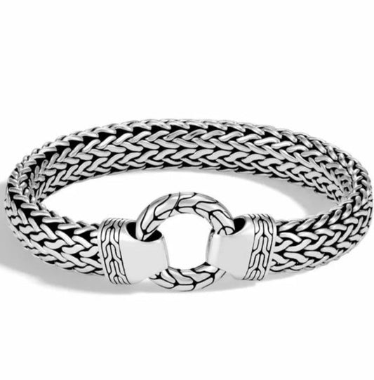 Zyan Gems | Classic Chain Ring Clasp Bracelet for Men |  Sterling Silver Bracelet