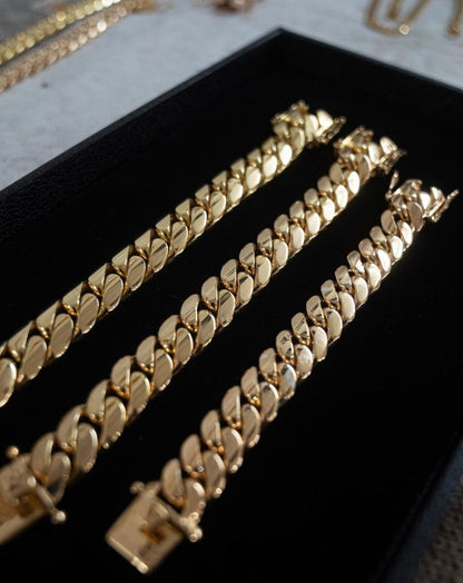 Zyan Gems | 14mm Wide Solid Miami Cuban Link Bracelet |  Gold Micron Plated  Sterling Silver Bracelet