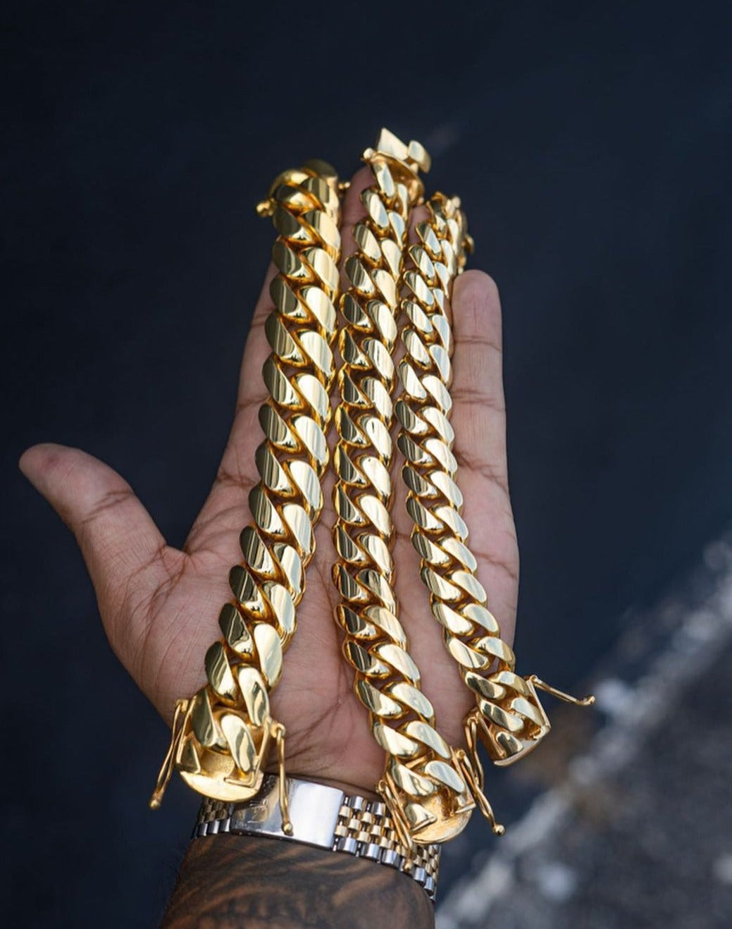 Zyan Gems | 14mm Wide Solid Miami Cuban Link Bracelet |  Gold Micron Plated  Sterling Silver Bracelet