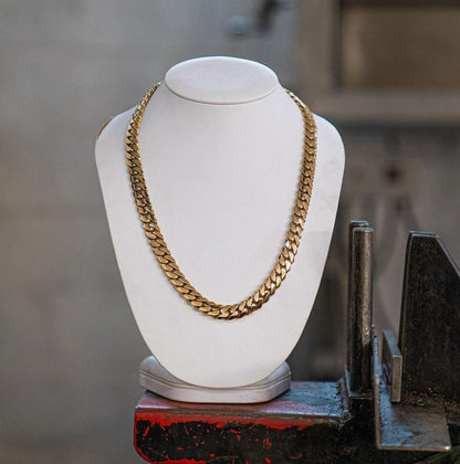 Zyan Gems | 12mm Wide Solid Miami Cuban Link Chain |  Gold Micron Plated  Sterling Silver Chain