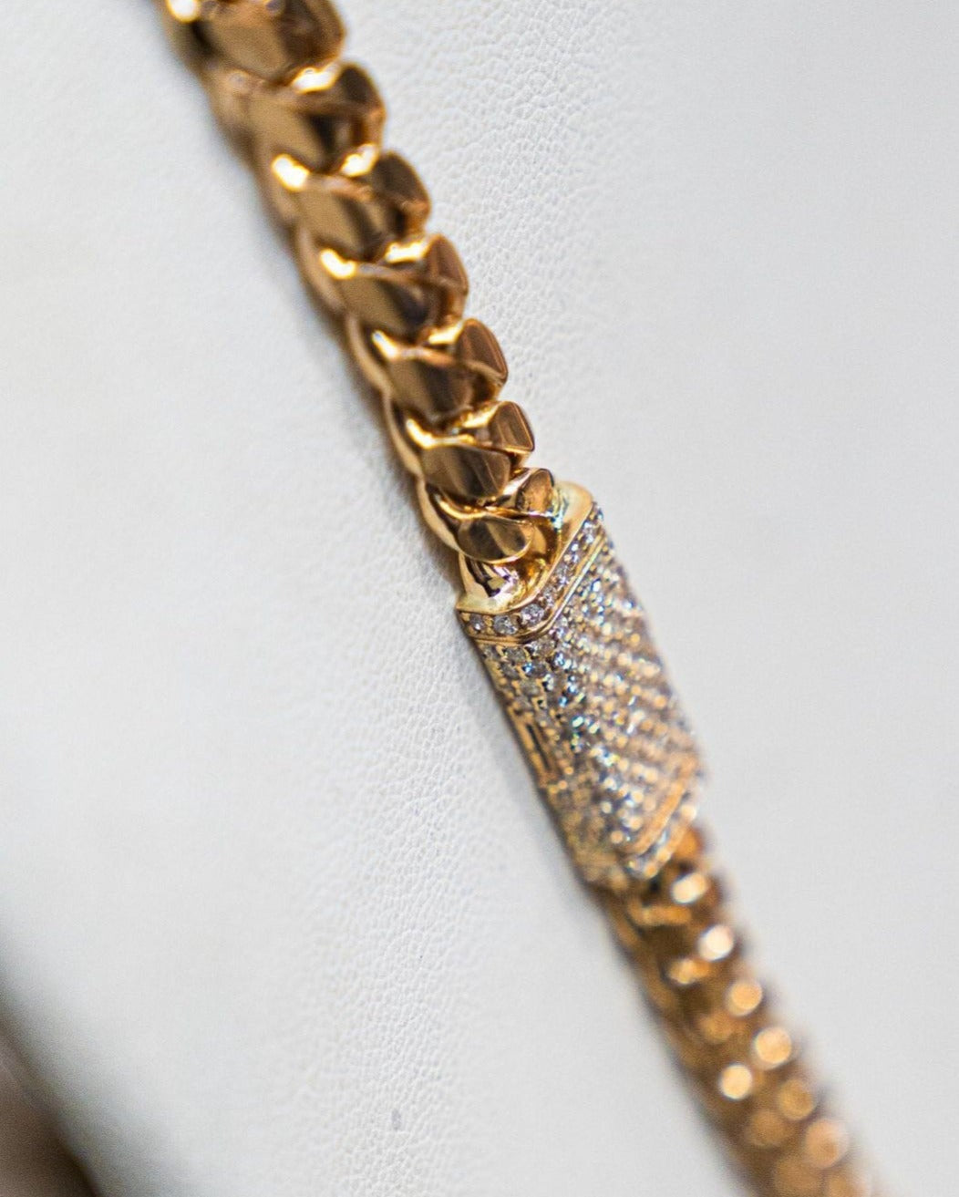 Zyan Gems | Solid 12mm Miami Cuban Link Chain with Iced Lock |  Gold Micron Plated on  Sterling Silver Chain with AAA+ Quality Swarovski Diamonds