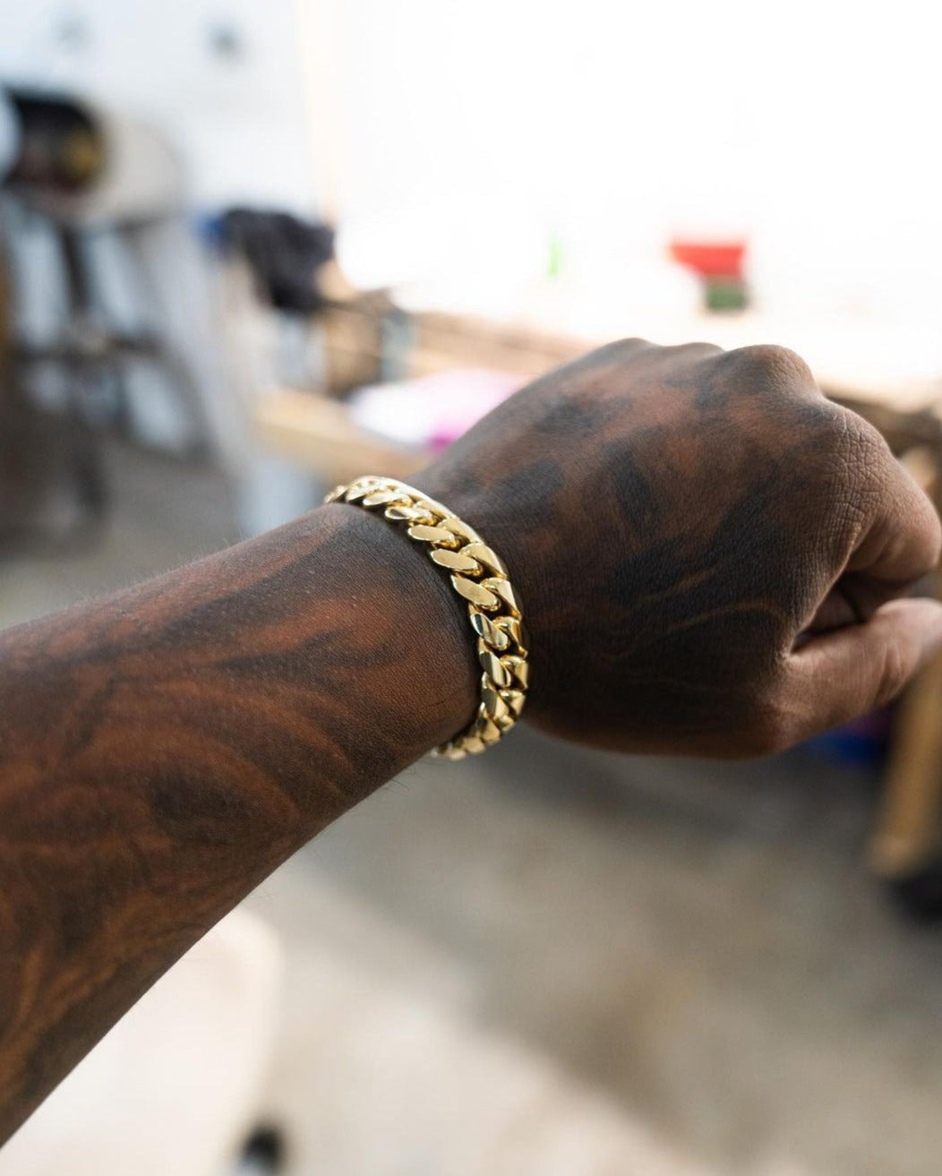 Zyan Gems | 12mm Wide Solid Miami Cuban Link Bracelet |  Gold Micron Plated  Sterling Silver Bracelet