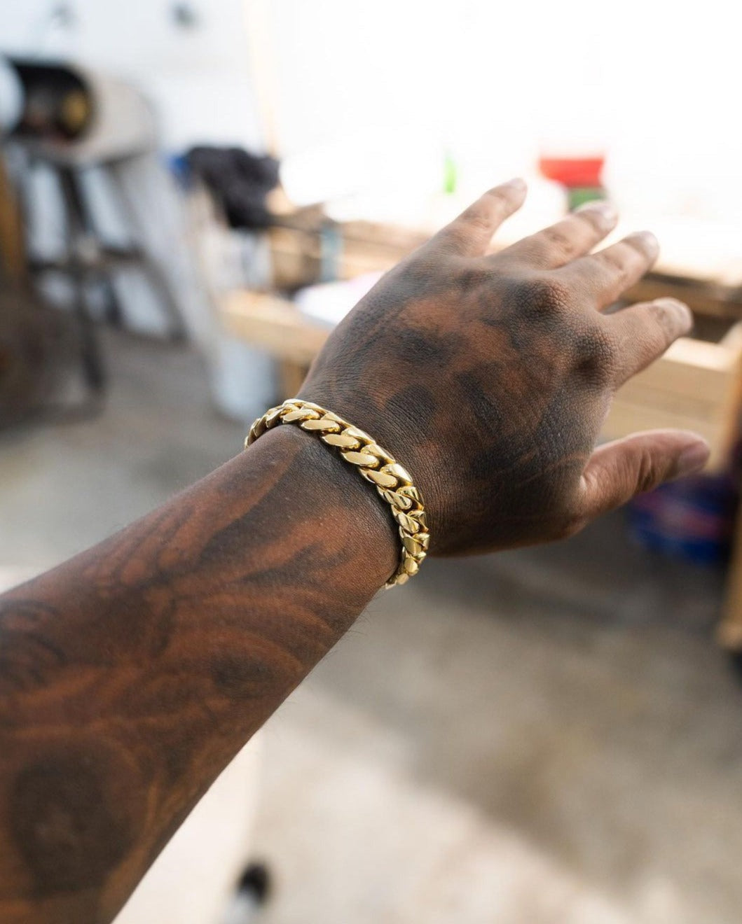 Zyan Gems | 12mm Wide Solid Miami Cuban Link Bracelet |  Gold Micron Plated  Sterling Silver Bracelet