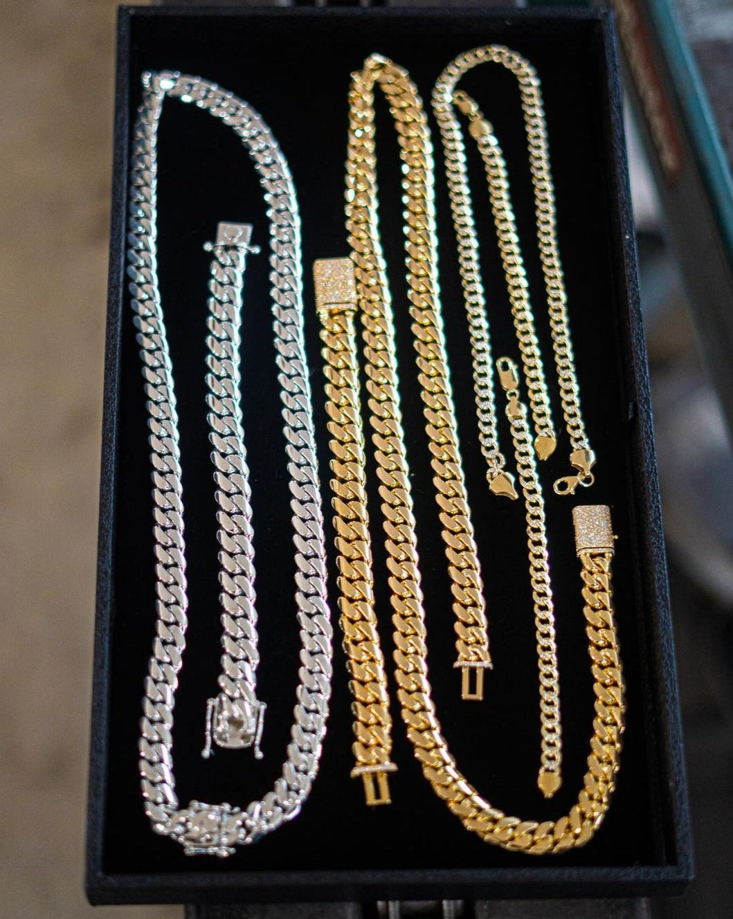 Zyan Gems | Solid 12mm Miami Cuban Link Chain with Iced Lock |  Gold Micron Plated on  Sterling Silver Chain with AAA+ Quality Swarovski Diamonds