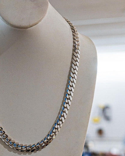 Zyan Gems | 10mm Wide Solid Miami Cuban Link Chain |  Sterling Silver Chain
