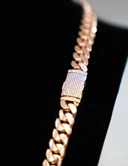 Zyan Gems | Solid 14mm Miami Cuban Link Chain with Iced Lock |  Gold Micron Plated on  Sterling Silver Chain with AAA+ Quality Swarovski Diamonds