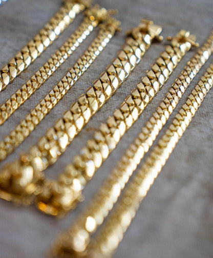 Zyan Gems | 12mm Wide Solid Miami Cuban Link Bracelet |  Gold Micron Plated  Sterling Silver Bracelet