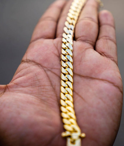 Zyan Gems | 12mm Wide Solid Miami Cuban Link Bracelet |  Gold Micron Plated  Sterling Silver Bracelet