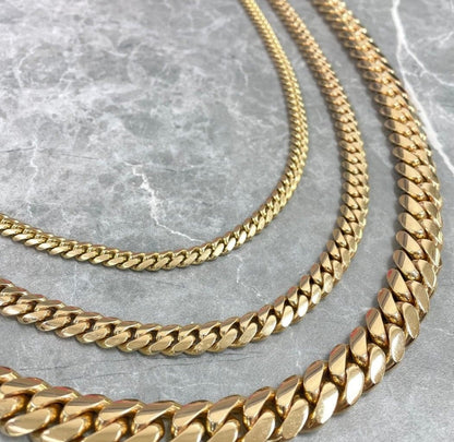 Zyan Gems | 12mm Wide Solid Miami Cuban Link Chain |  Gold Micron Plated  Sterling Silver Chain