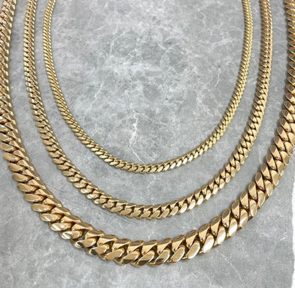 Zyan Gems | 14mm Wide Solid Miami Cuban Link Chain |  Gold Micron Plated  Sterling Silver Chain