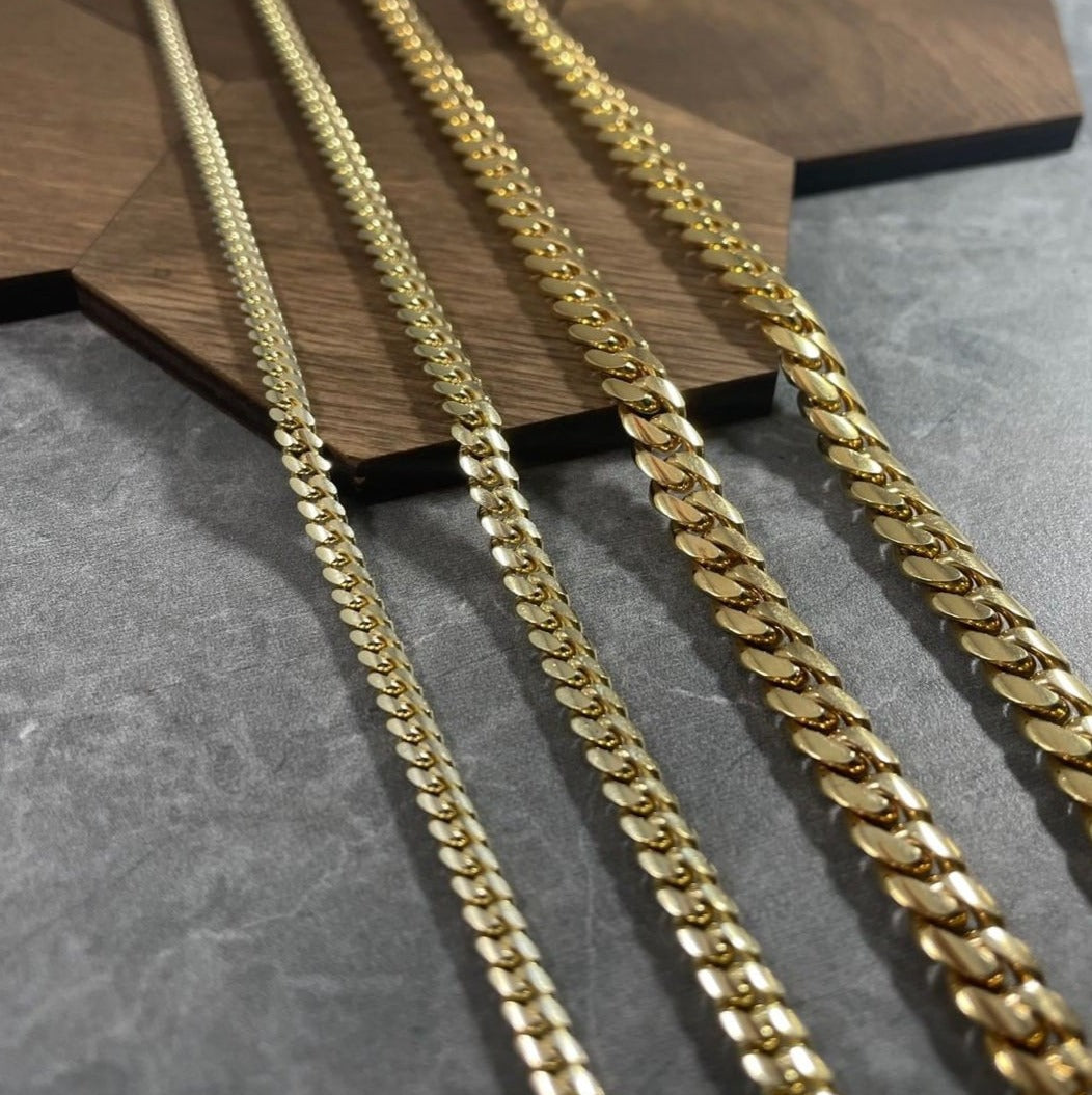 Zyan Gems | 12mm Wide Solid Miami Cuban Link Chain |  Gold Micron Plated  Sterling Silver Chain