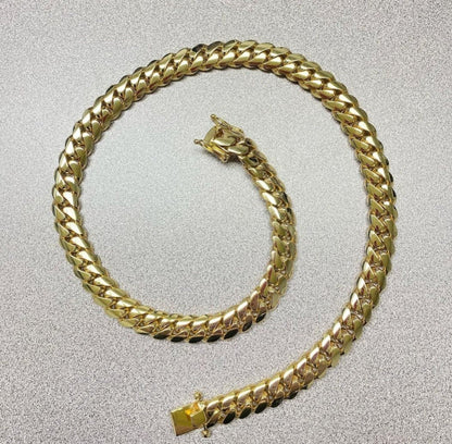 Zyan Gems | 14mm Wide Solid Miami Cuban Link Chain |  Gold Micron Plated  Sterling Silver Chain