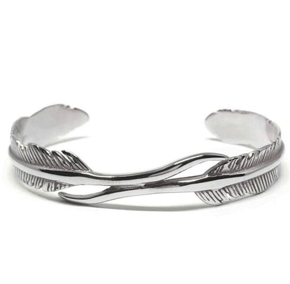 Zyan Gems | Unique Adjustable Feather Style Bangle/kadaa/Handcuff for Men & Boys |  Sterling Silver Bracelet