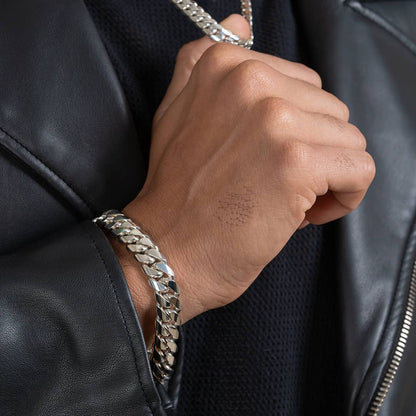 Zyan Gems | 14mm Wide Solid Miami Cuban Link Bracelet | Sterling Silver Bracelet