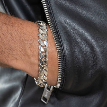 Zyan Gems | 14mm Wide Solid Miami Cuban Link Bracelet | Sterling Silver Bracelet