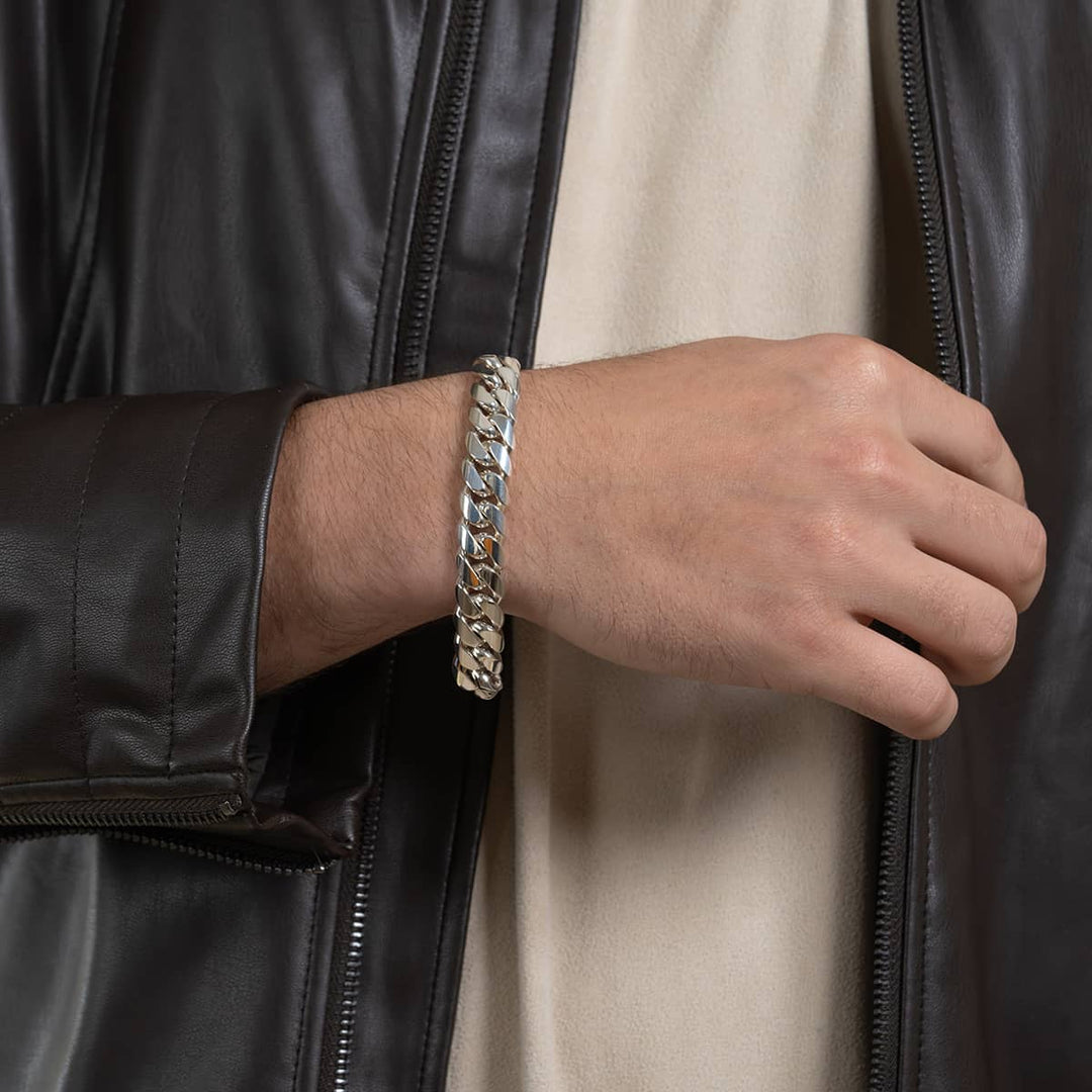 Zyan Gems | 12mm Wide Solid Miami Cuban Link Bracelet | Sterling Silver Bracelet