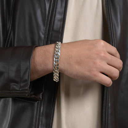 Zyan Gems | 12mm Wide Solid Miami Cuban Link Bracelet | Sterling Silver Bracelet