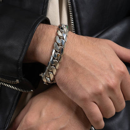 Zyan Gems | 16mm Wide Solid Miami Cuban Link Bracelet  Sterling Silver Bracelet