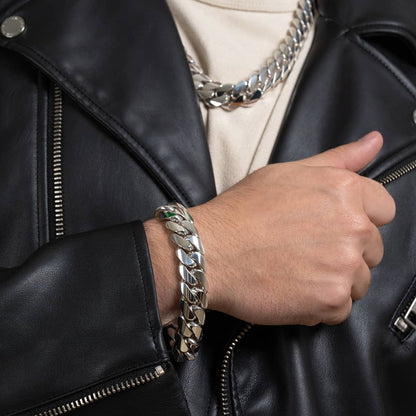 Zyan Gems | 16mm Wide Solid Miami Cuban Link Bracelet  Sterling Silver Bracelet