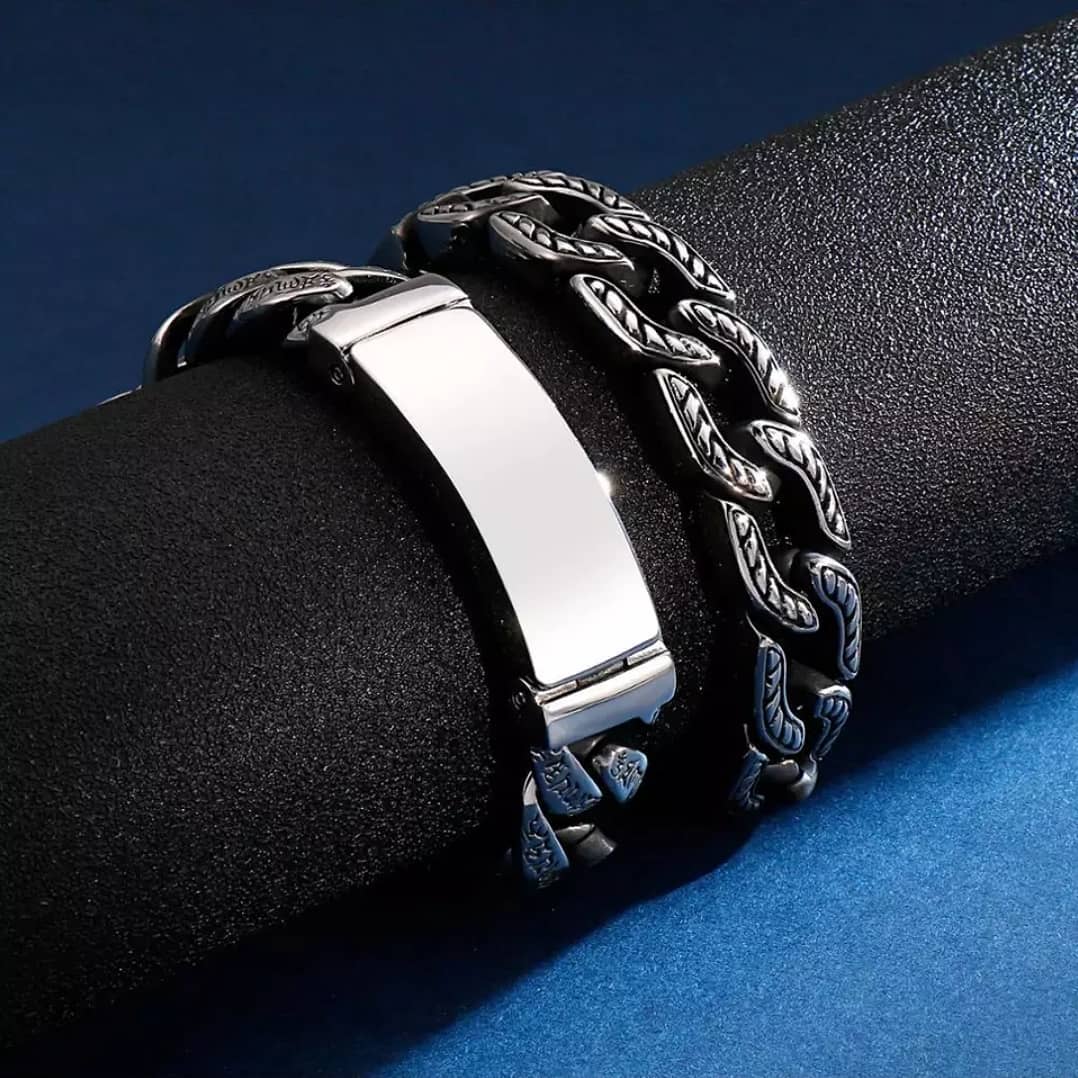 Zyan Gems | Unique Retro Silver Oxidized Bracelet for Men |  Sterling Silver Bracelet