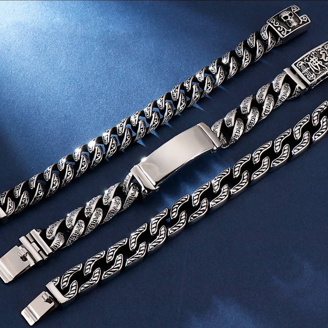 Zyan Gems | Unique Retro Silver Oxidized Bracelet for Men |  Sterling Silver Bracelet