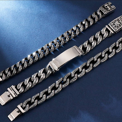 Zyan Gems | Unique Retro Silver Oxidized Bracelet for Men |  Sterling Silver Bracelet
