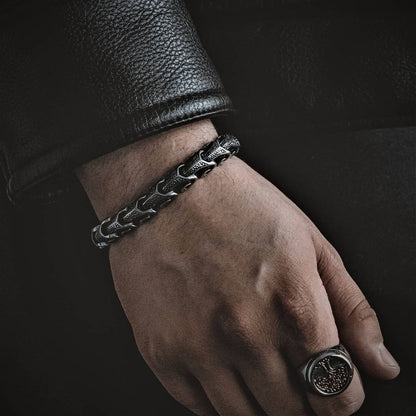 Zyan Gems | Unique Dark Serpent Bracelet |  Sterling Silver Oxidized Bracelet