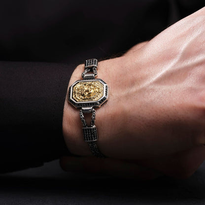 Zyan Gems | Unique Oxidized Lion Bracelet for Men |  Sterling Silver Bracelet
