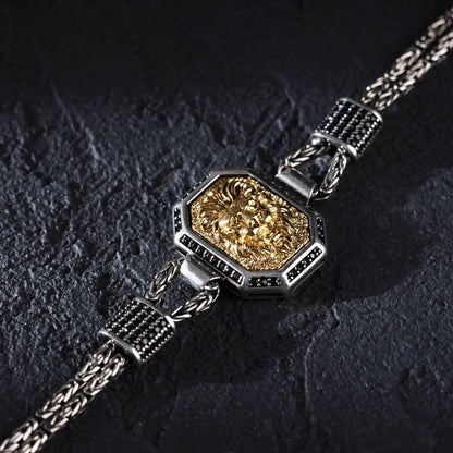 Zyan Gems | Unique Oxidized Lion Bracelet for Men |  Sterling Silver Bracelet