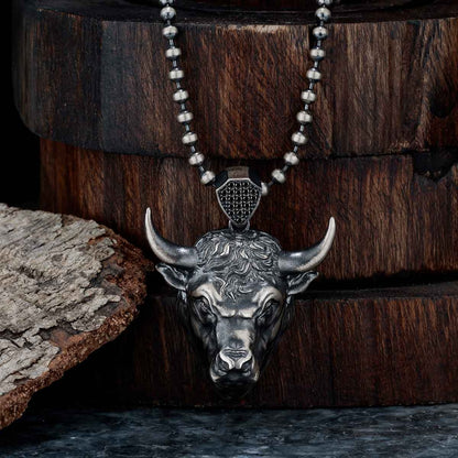 Zyan Gems | Unique Designed Angry Bull Head Pendant for Taurus Zodiac for Men |  Sterling Silver Oxidized Pendant